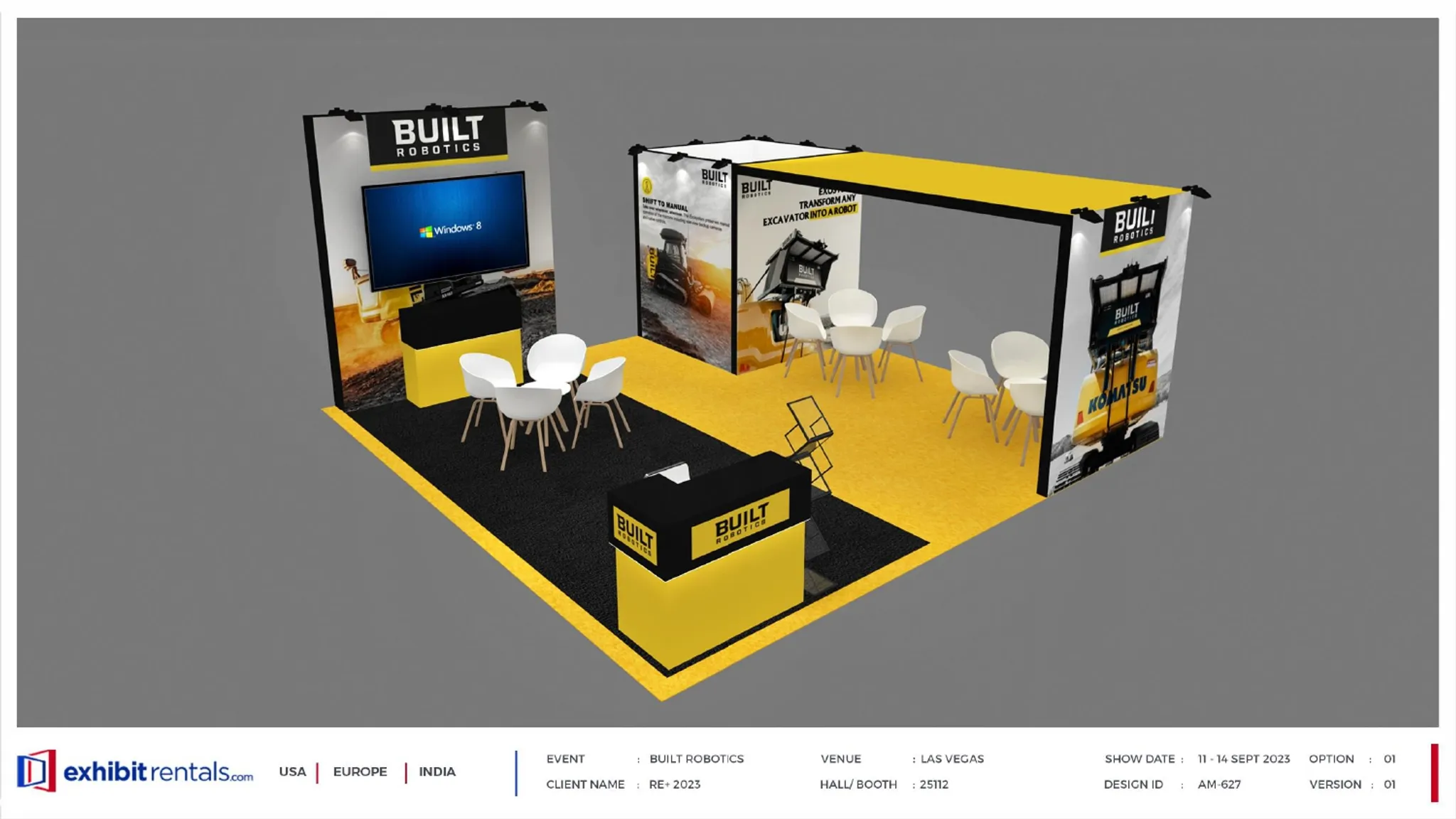 20x20 Island booth design by Exhibit-Rentals